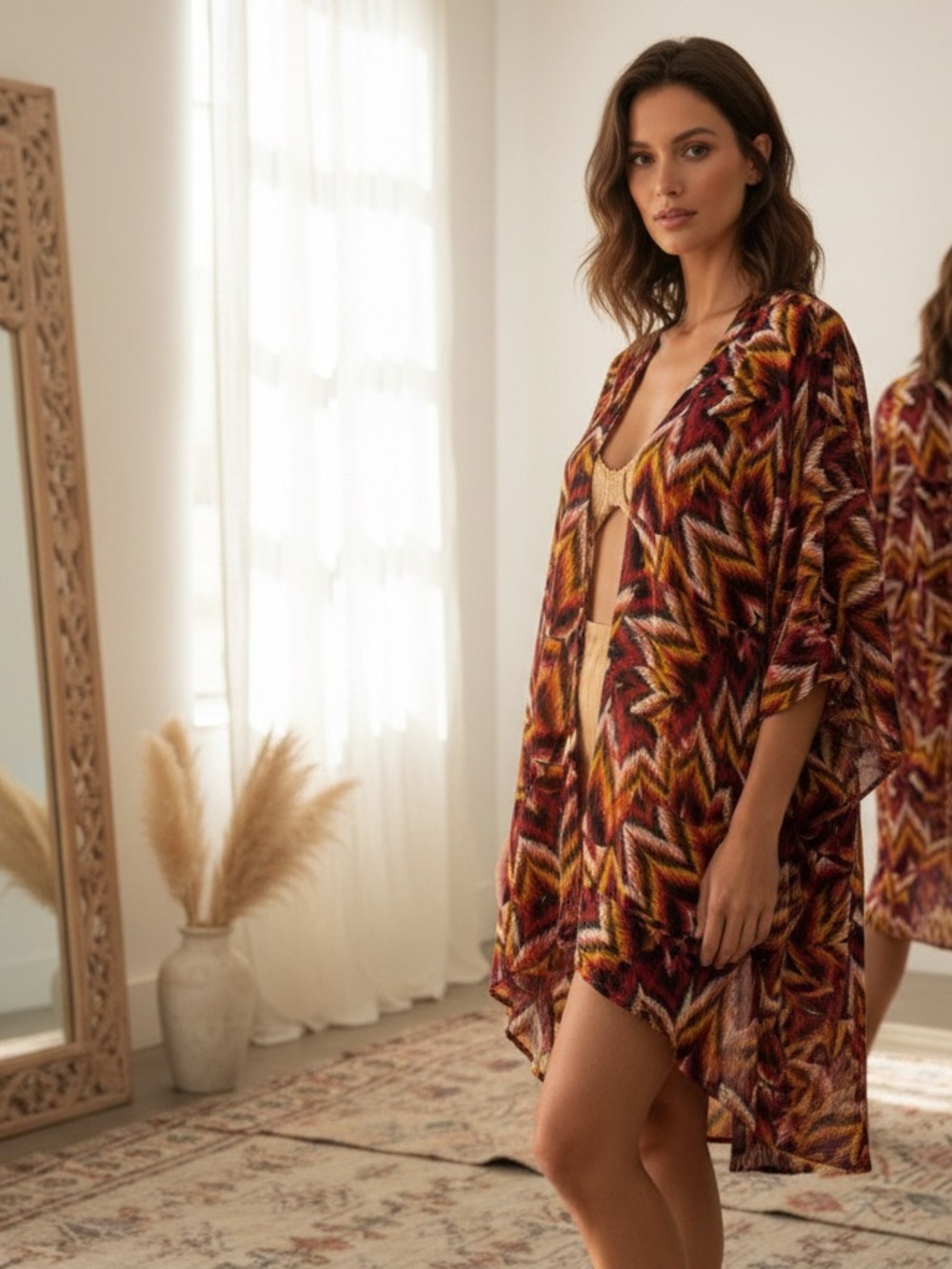 LuLaRoe Beautiful & Warm Chevron Southwestern Inspired Style Kimono Cardigan - Picture 2 of 3